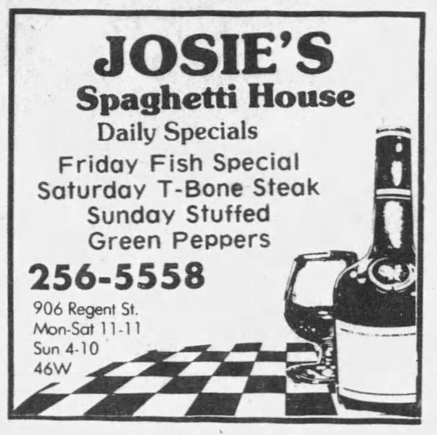 Josie's ad, 1982